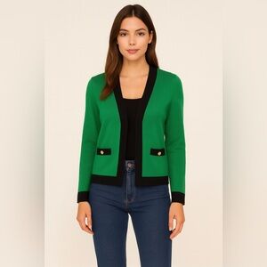 Olivia Sky Green and Black Cardigan Sweater
